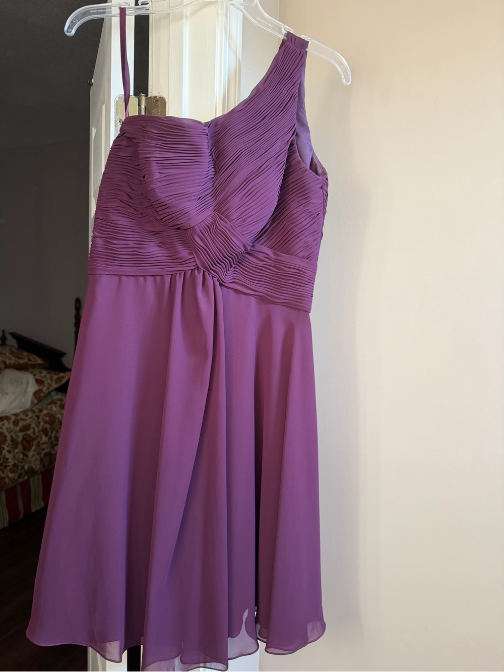 One-Shoulder Purple A-Line Dress